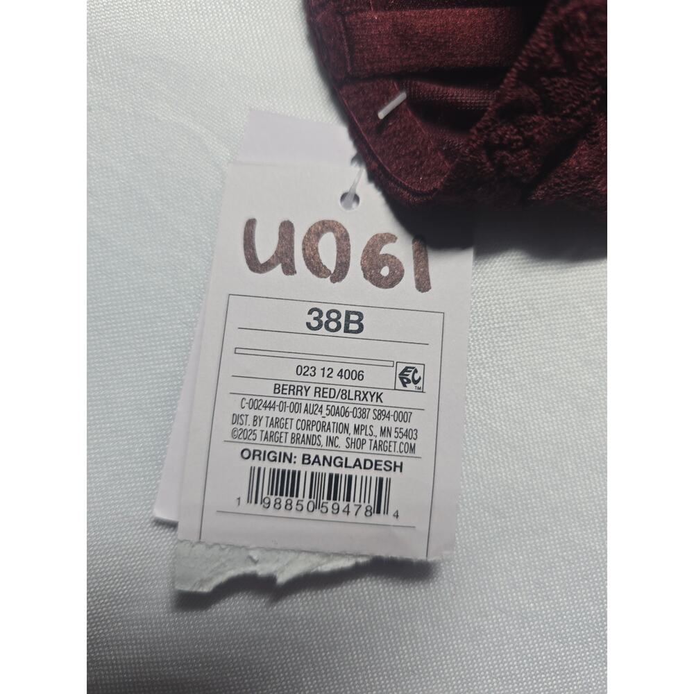 Auden Lace Unlined Balconette Underwire Bra Berry Red - Picture 3 of 3